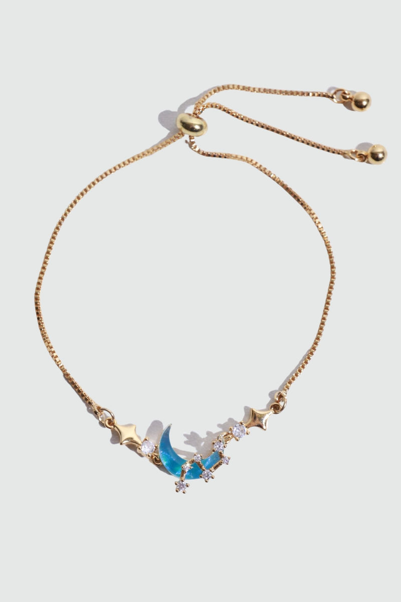 18K Real Gold Plated Moonstone Moon Star Bracelet