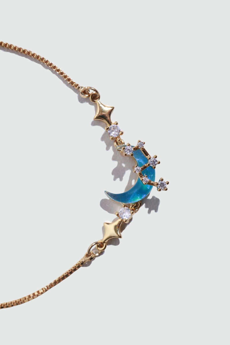 18K Real Gold Plated Moonstone Moon Star Bracelet
