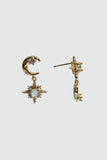 18K Real Gold Plated Moon Pole Star Earrings