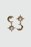 18K Real Gold Plated Moon Pole Star Earrings