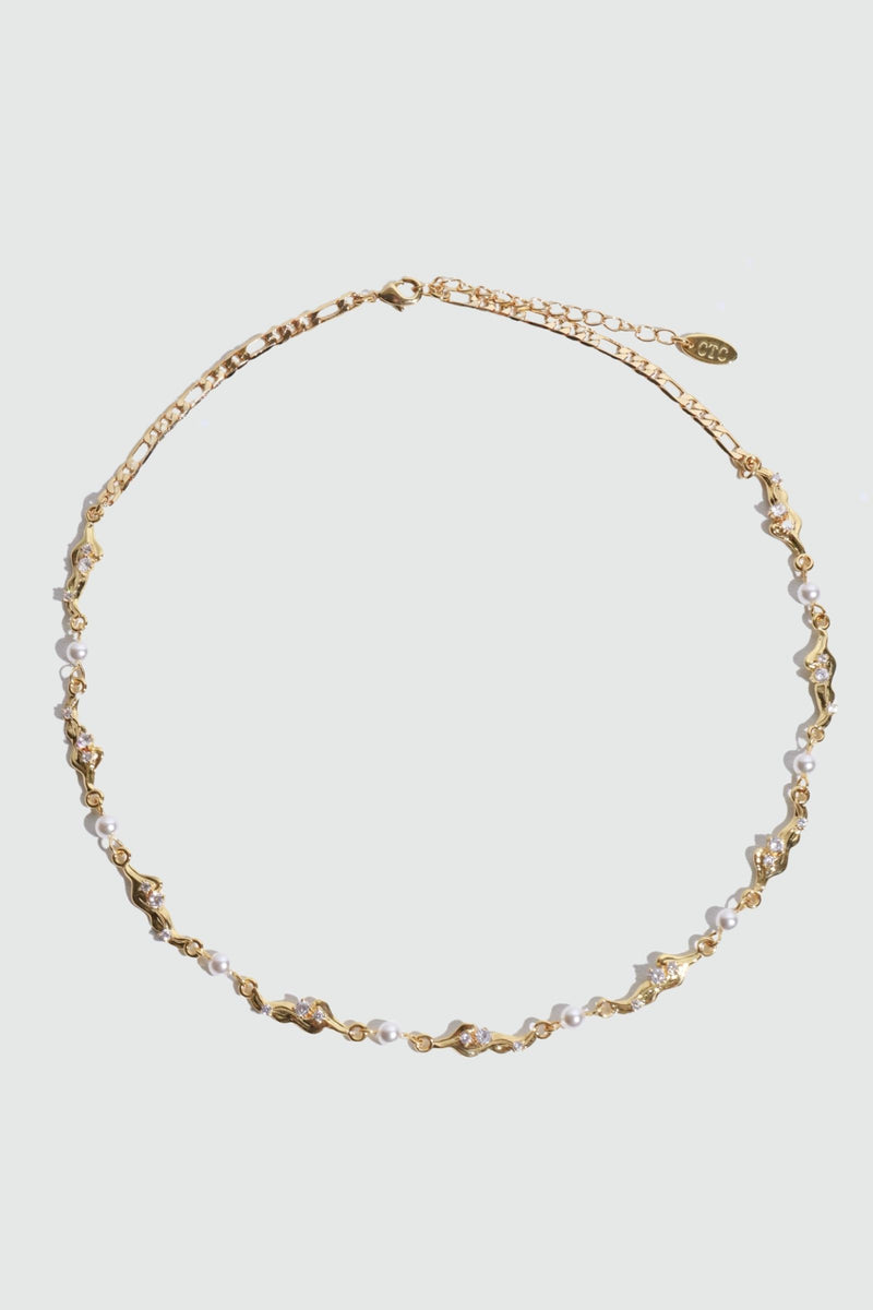 18K Real Gold Plated Multi Pearl Surge Necklace