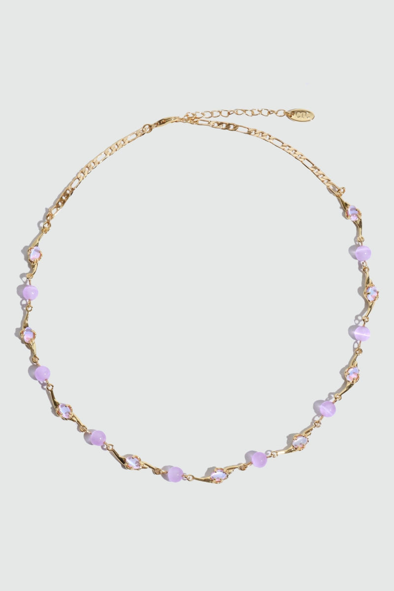 18K Real Gold Plated Multi Purple Opal Necklace
