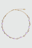 18K Real Gold Plated Multi Purple Opal Necklace