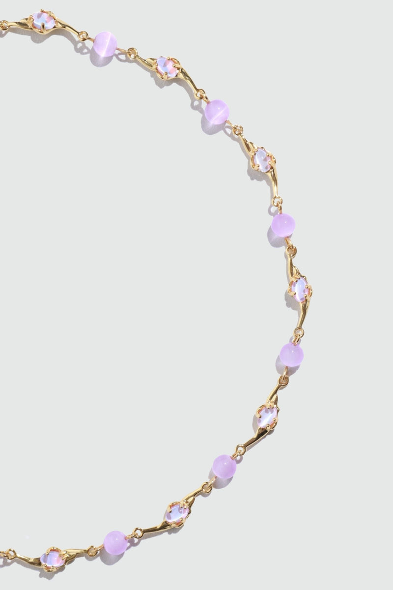 18K Real Gold Plated Multi Purple Opal Necklace