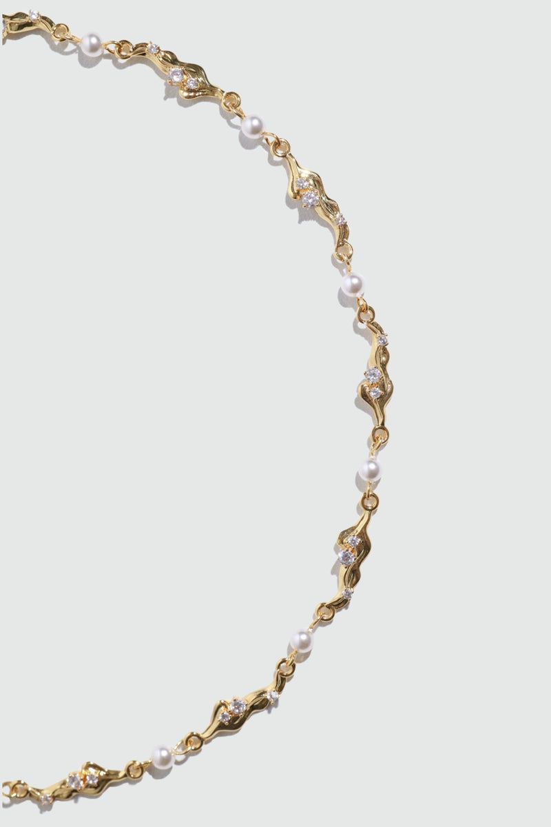18K Real Gold Plated Multi Pearl Surge Necklace