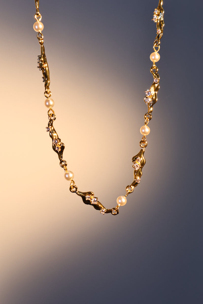 18K Real Gold Plated Multi Pearl Surge Necklace