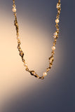 18K gold plated necklace with synthetic pearls and sparkling zirconia diamonds