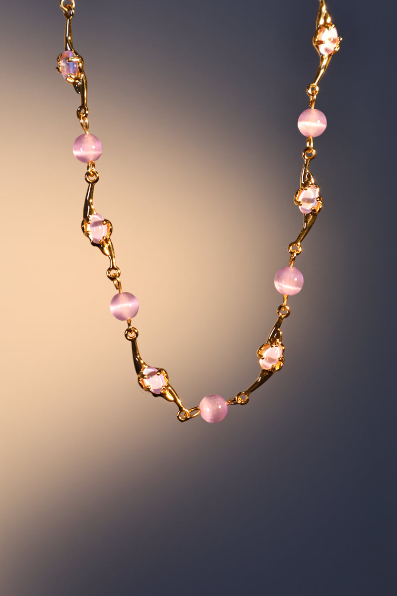 18K Real Gold Plated Multi Purple Opal Necklace