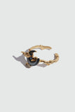 18K Real Gold Plated Black Shell Moon Ring