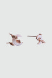 18K rose gold plated earrings with a white natural shell moon on 925 sterling silver pins