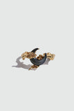 18K Real Gold Plated Black Shell Moon Ring