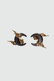 18K Real Gold Plated Black Shell Moon Earrings