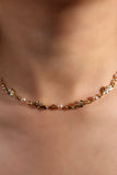 18K gold plated necklace with synthetic pearls and sparkling zirconia diamonds