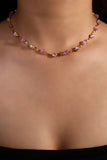 18K Real Gold Plated Multi Purple Opal Necklace