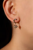 18K Real Gold Plated Moon Pole Star Earrings
