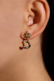 18K Real Gold Plated Moon Pole Star Earrings