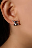 18K Real Gold Plated Black Shell Moon Earrings