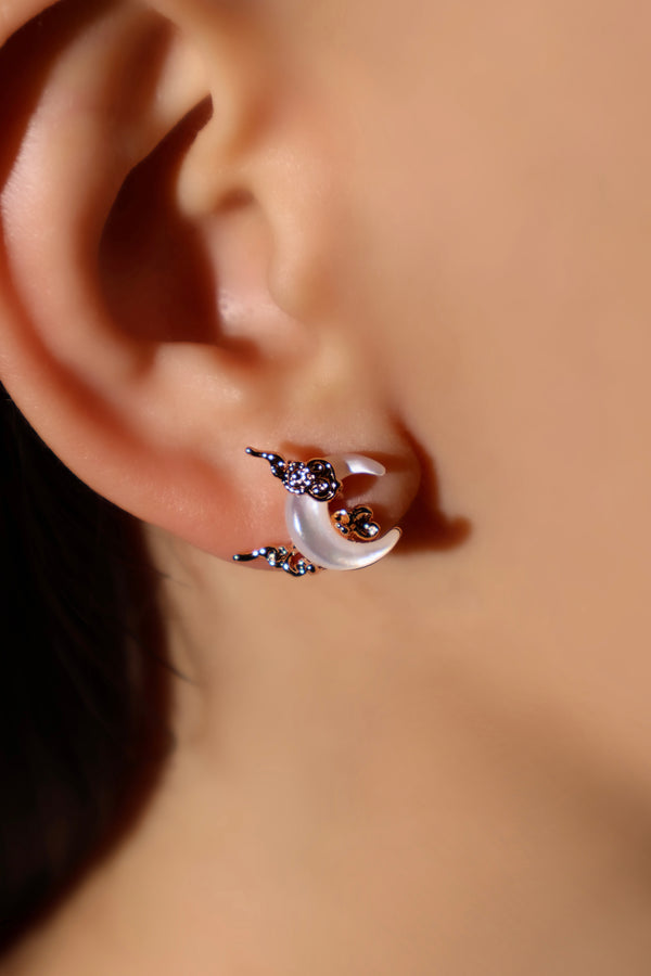 18K Rose Gold Plated Natural Shell Moon Earrings