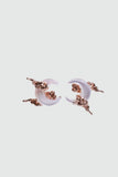 18K rose gold plated earrings with a white natural shell moon on 925 sterling silver pins