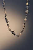 Palladium white gold plated necklace with synthetic pearls and sparkling zirconia diamonds
