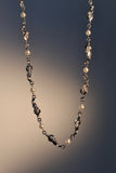 Palladium white gold plated necklace with synthetic pearls and sparkling zirconia diamonds