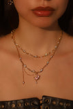 Gold Plated Pearl and Rose Moon Necklace Bundle