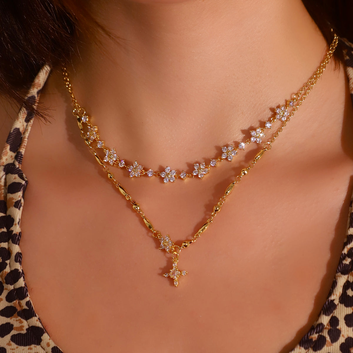 18K Real Gold Plated Multi Starlight Bloom Necklace