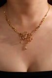 18K Real Gold Plated Moon Snake Necklace