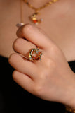 18K Real Gold Plated Red Moon Ring