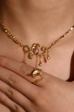 18K Real Gold Plated Moon Snake Necklace