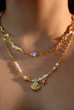 18K Real Gold Plated Multi Moonstones Wave Necklace