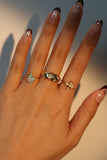 14K Real Gold Plated Diamond Pole Star Ring