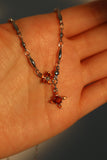 Platinum Plated Garnet Diamond Cross Necklace