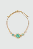 14K Real Gold Plated Green Gem Butterfly Bracelet