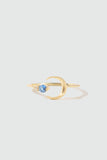 18K Gold Vermeil Blue Gem Moon Ring