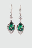 Platinum Plated Green Gem Droplet Earrings