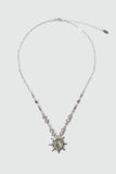 Platinum Plated Green Opal Sun Necklace