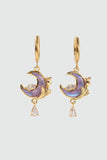 18K Real Gold Plated Moonstone Rose Moon Earrings