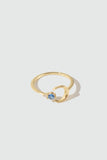 18K Gold Vermeil Blue Gem Moon Ring