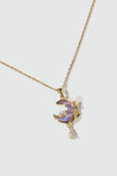 18K Real Gold Plated Moonstone Rose Moon Necklace (Pre-order)