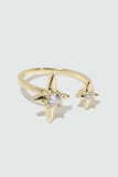 14K Real Gold Plated 2 in 1 Diamonds Star Ring