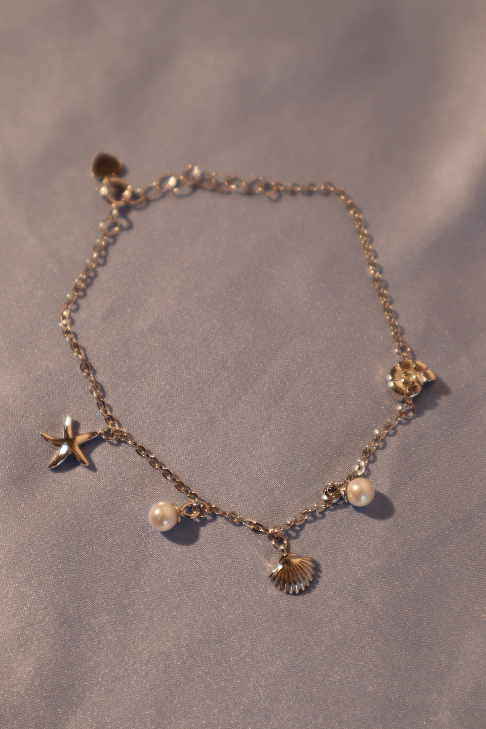 925 Sterling Silver Sea Shell Pearls Bracelet
