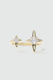 14K Real Gold Plated 2 in 1 Diamonds Star Ring