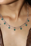 Platinum Plated Double Layer Green Heart Necklace