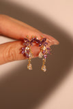 14K Real Gold Plated Purple Gem Butterfly Earrings
