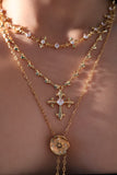 18K Real Gold Plated Diamond Cross of Heart Necklace