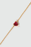 24K Gold Vermeil Red Gem Heart Bracelet