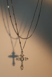 White Opal Diamond Cross Necklace