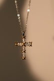 Mix Metal Diamonds Cross Necklace