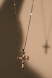 Mix Metal Diamonds Cross Necklace